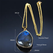 Labradorite Stone Gem Stone Pendant Necklace Ornament Moonstone