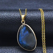 Labradorite Stone Gem Stone Pendant Necklace Ornament Moonstone