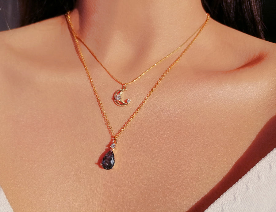 Moon Layered Necklace | 18K Gold Plated